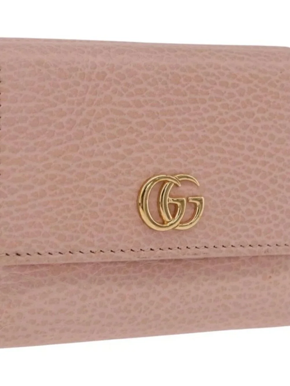 GUCCI GG Marmont Wallet Leather Pink Gold 524672 Auth 186349M
